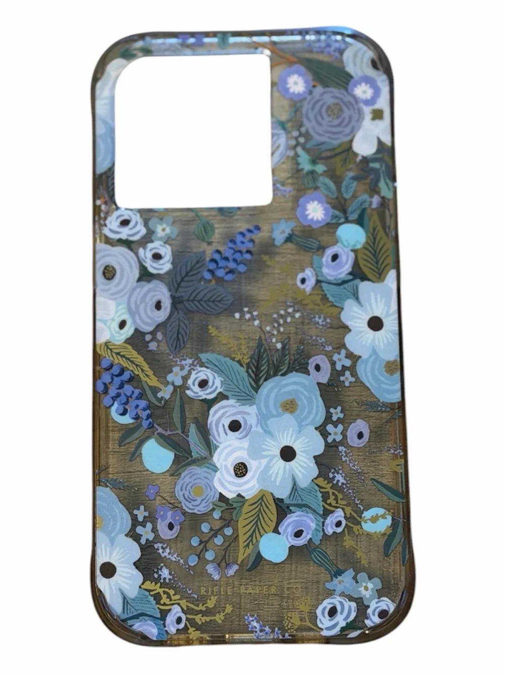 Rifle Paper Co. Navy Floral Clear Phone Case with Gold Accents